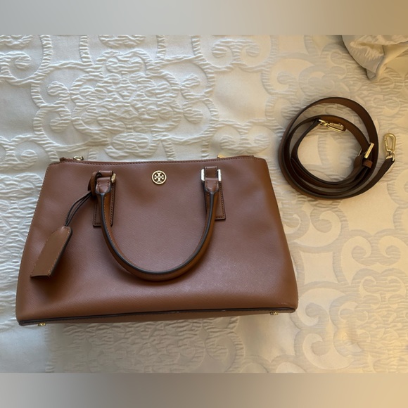 Tory Burch Robinson Mini Double Zip Tote - Tan - NWT - Picture 5 of 10